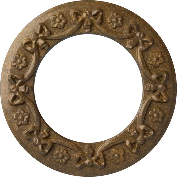 Ekena Millwork Ribbon with Bow Medallion (Canopies up to 7 1/2"), 12 1/4"OD x 7 1/2"ID x 7/8"P, Rubbed Bronze CM12RIRZS - main